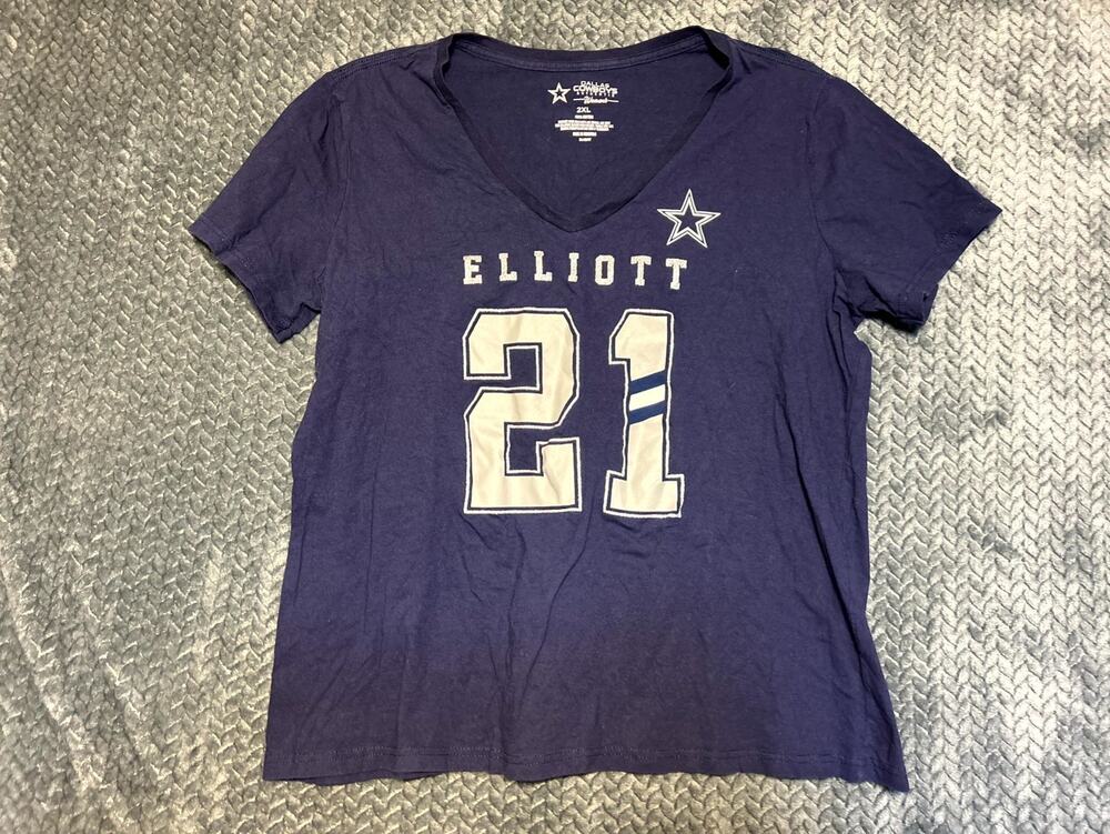 Dallas Cowboys T Shirt Womens 2XL Navy Blue Ezekiel Elliott #21 Football NFL